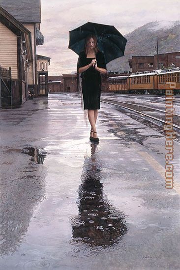 Waiting in the Rain painting - Steve Hanks Waiting in the Rain art painting